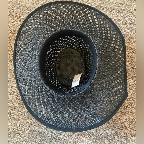 Anthropologie x Wyeth Black Van Palma Boater Hat Woven Straw - Picture 8 of 11